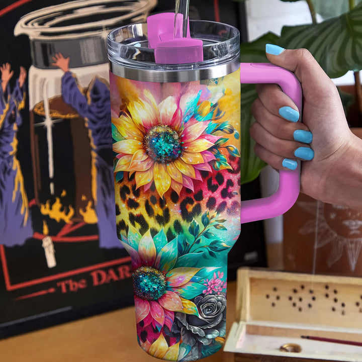 Glitter Sunflowers - Tumbler With Handle - NCU0TL015