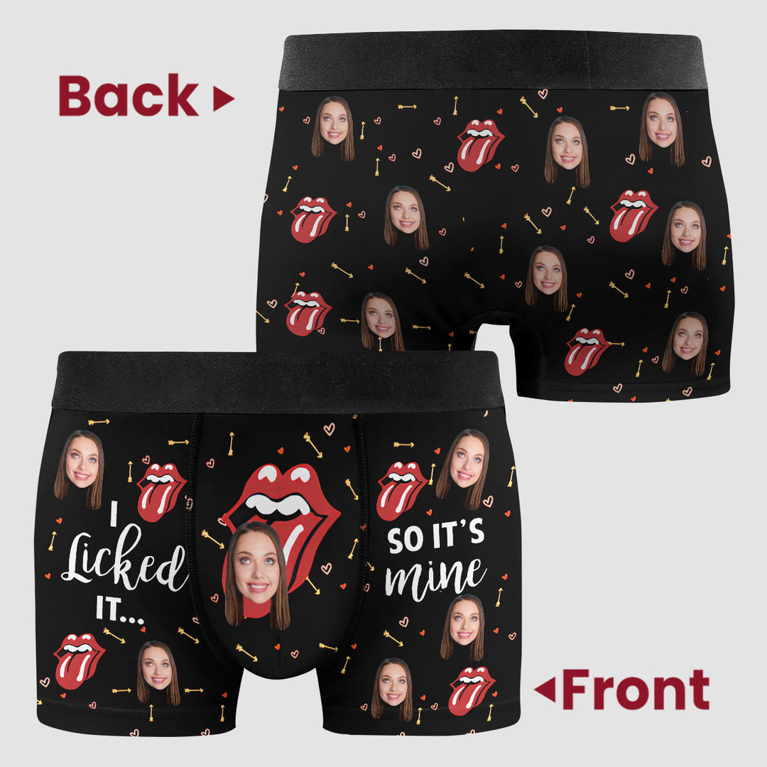 I Licked It So It's Mine Custom Photo - Personalized Custom Men's Boxer Briefs - Gift For Couple, Boyfriend, Husband