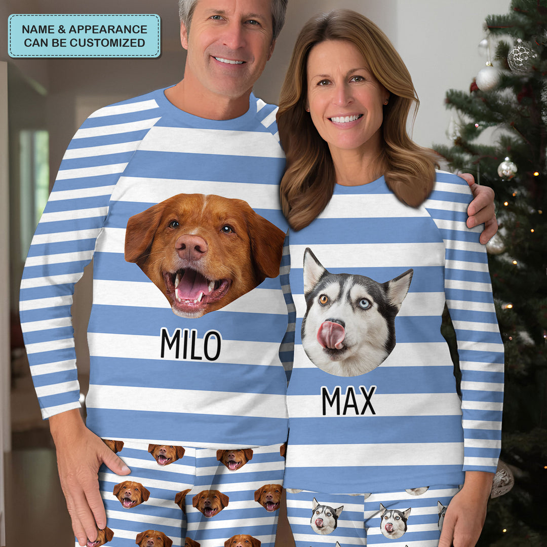 Cute Pet Face - Personalized Custom Raglan Pajama Set - Gift For Pet Lovers, Pet Owners