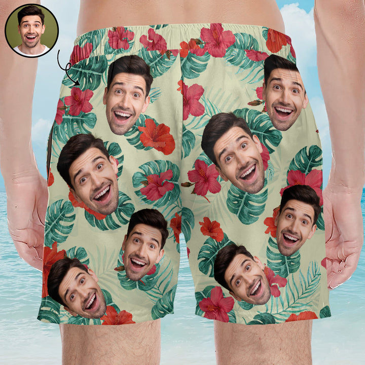Don't Worry Beach Happy - Personalized Unisex Man Beach Shorts - Gift For Family Members