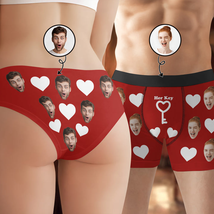 Lock And Key - Personalized Custom Couple Matching Briefs - Gift For Couple, Boyfriend, Girlfriend, Wife, Husband
