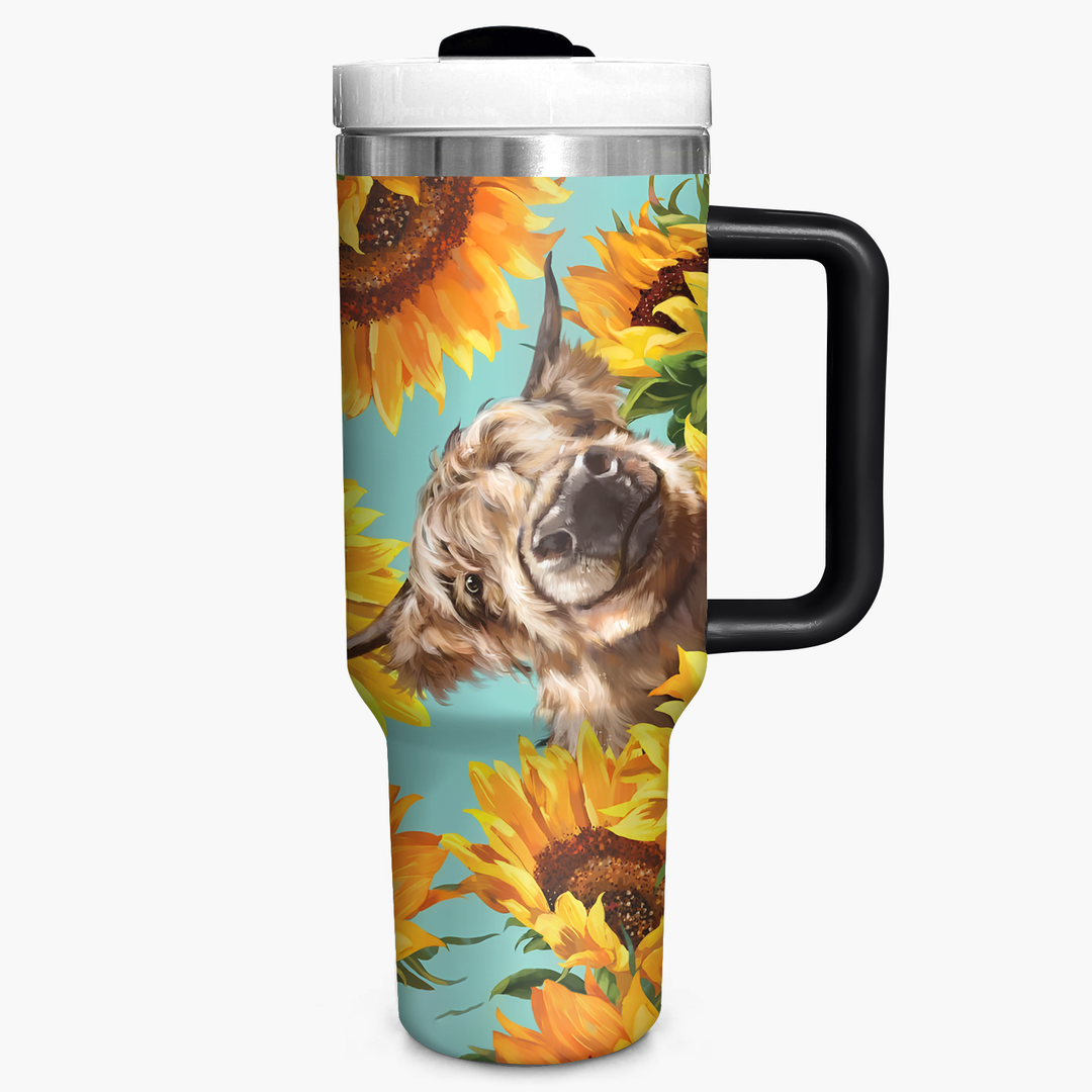 Highland Cow With Sunflower - Tumbler With Handle - NCU0DK002