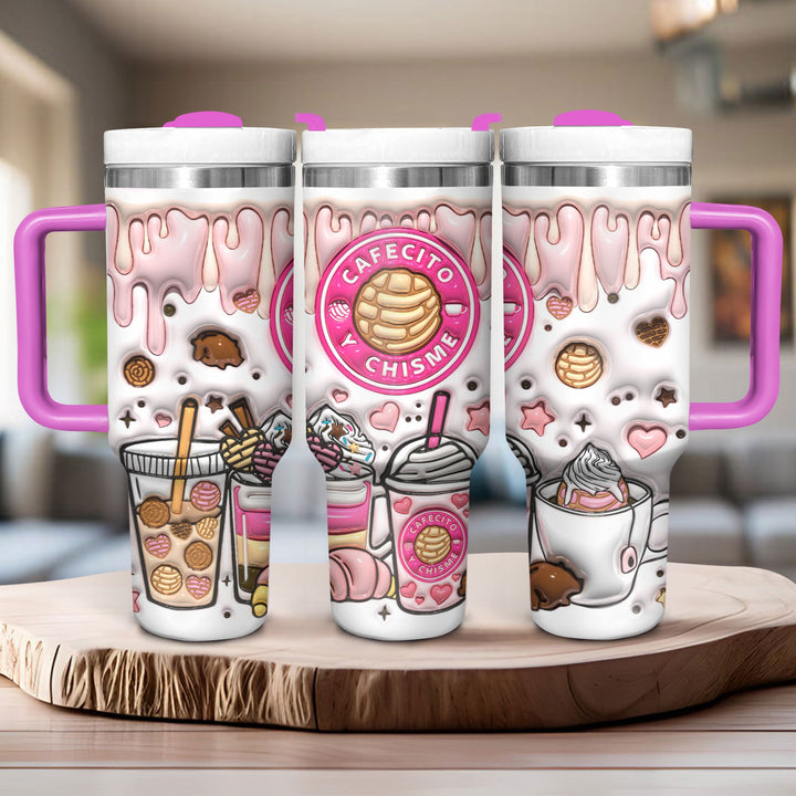 Runs On Cafecito Y Chisme - Tumbler With Handle - NCU0TL017