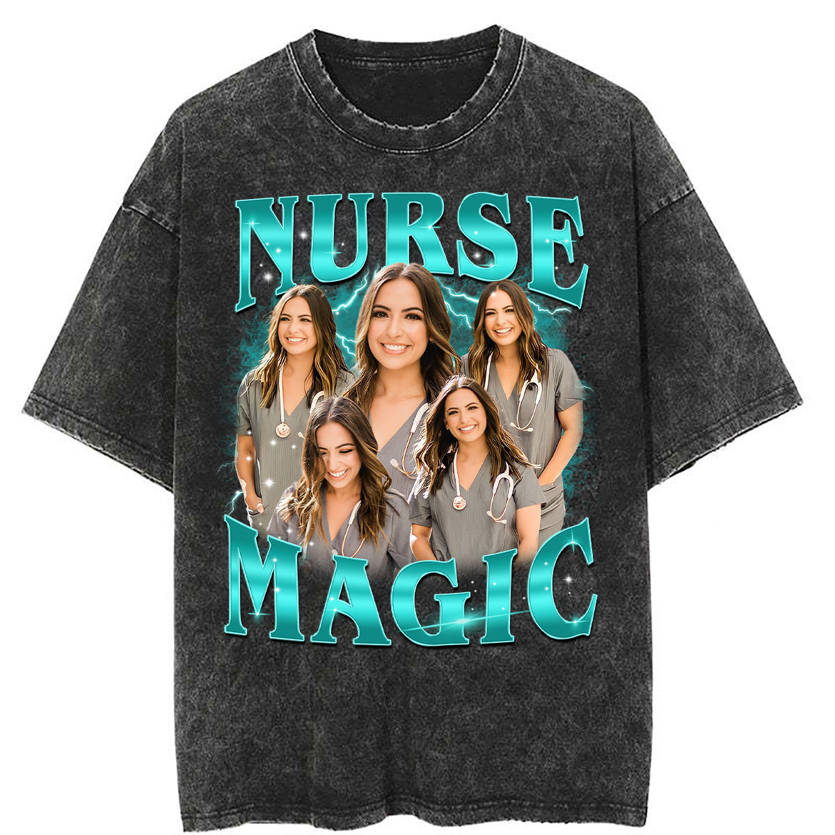 Nurse Magic Custom Photo - Personalized Custom Bootleg Tshirt - Gift For Nurses