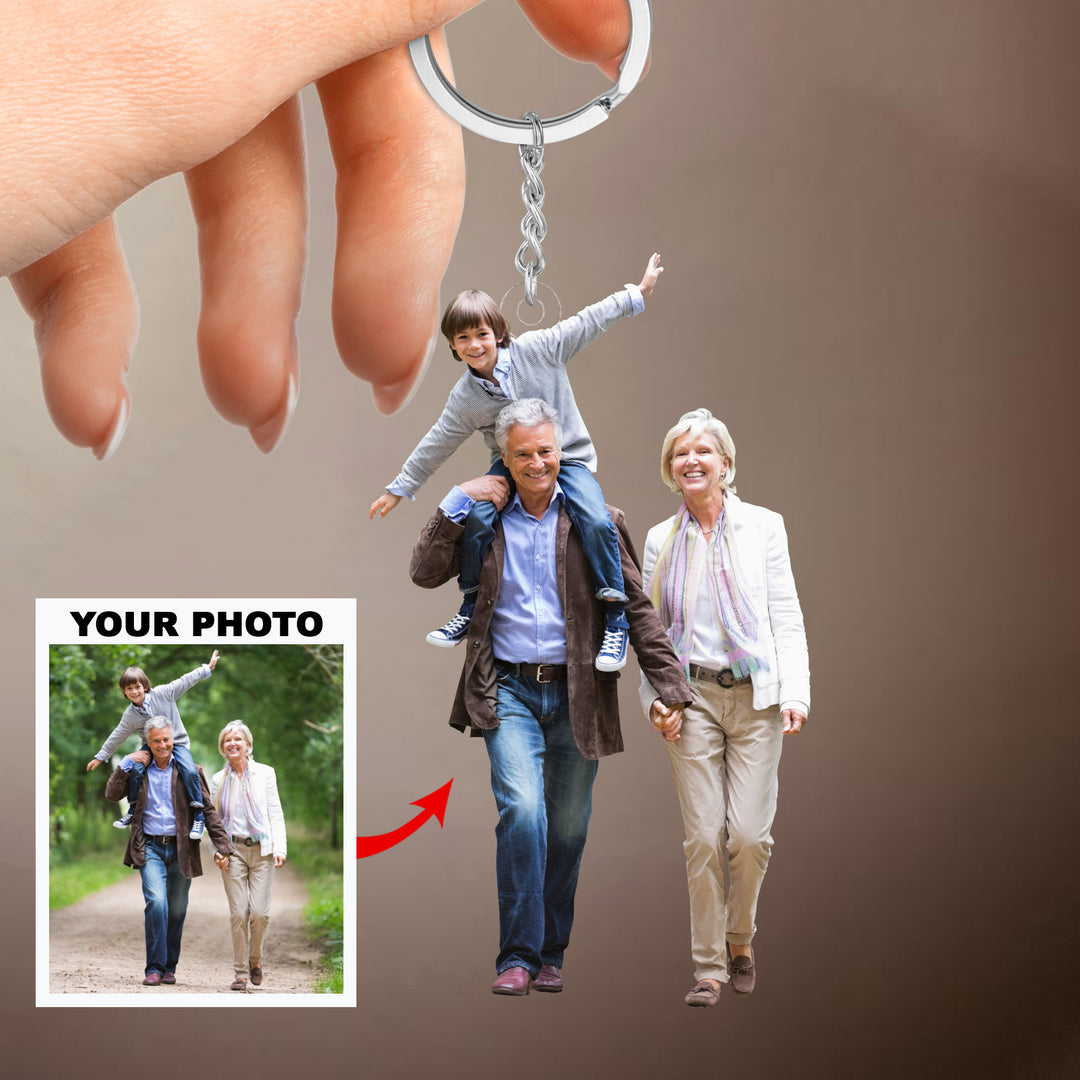 Personalized Custom Keychain - Birthday Gift For Grandma, Grandpa, Mom, Dad, Husband, Wife, Kid, Friend - Custom Your Photo Keychain UPL0KH021