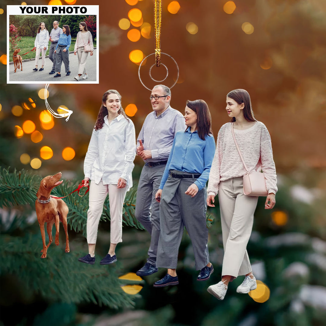 Walking Family Customized Your Photo Ornament - Personalized Custom Photo Mica Ornament - Christmas Gift For Family Members