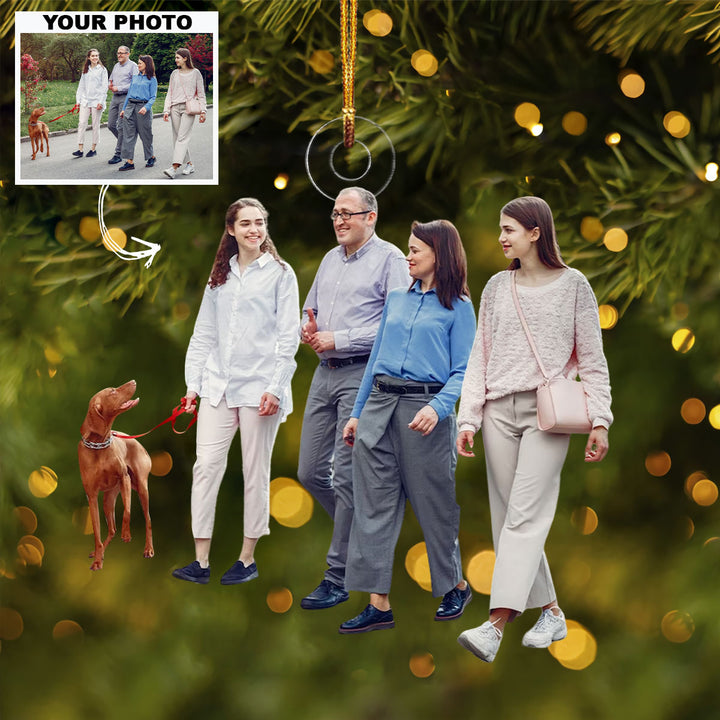 Walking Family Customized Your Photo Ornament - Personalized Custom Photo Mica Ornament - Christmas Gift For Family Members