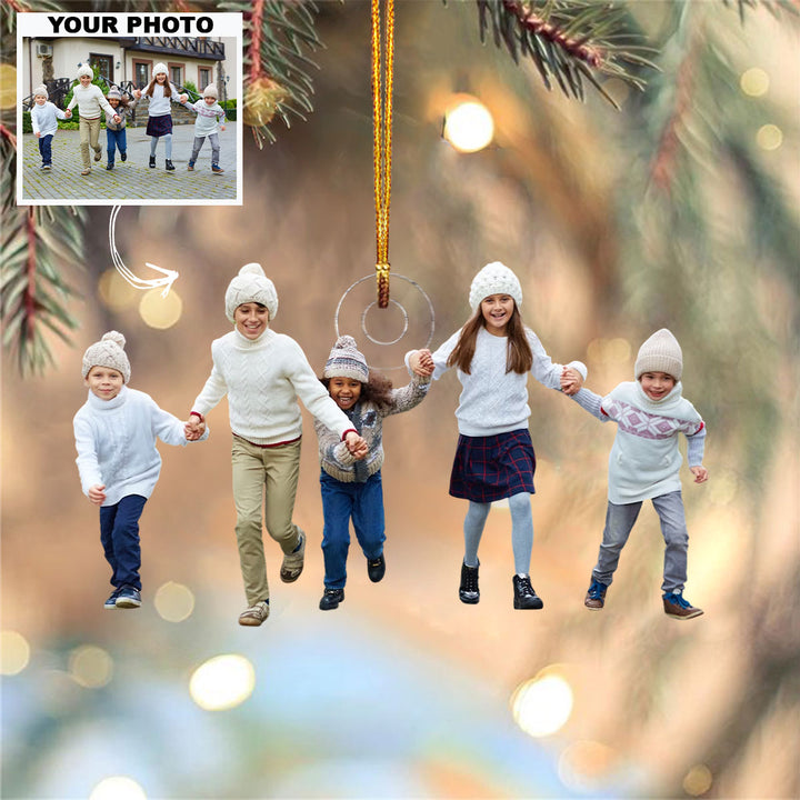 Merry Christmas My Family Customized Photo Ornament - Personalized Custom Photo Mica Ornament - Christmas Gift For Family Members, Wife, Husband, Couple