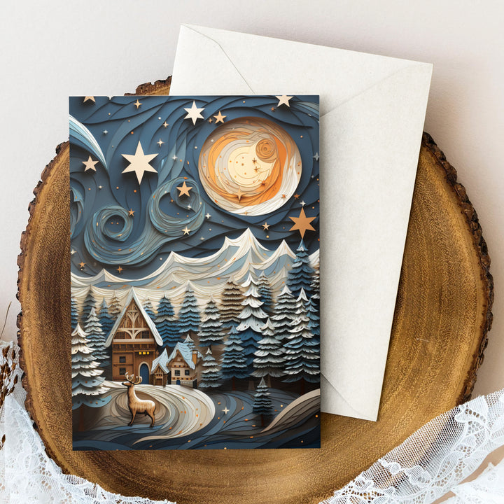 Christmas Night Deer - Christmas Card - Christmas Gift For Family, Family Members AGCPD049