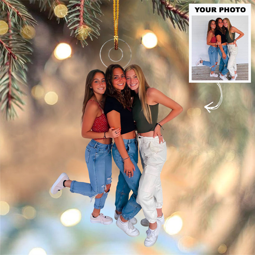 Life Is Beautiful With Your Besties - Personalized Custom Photo Mica Ornament - Christmas Gift For Besties