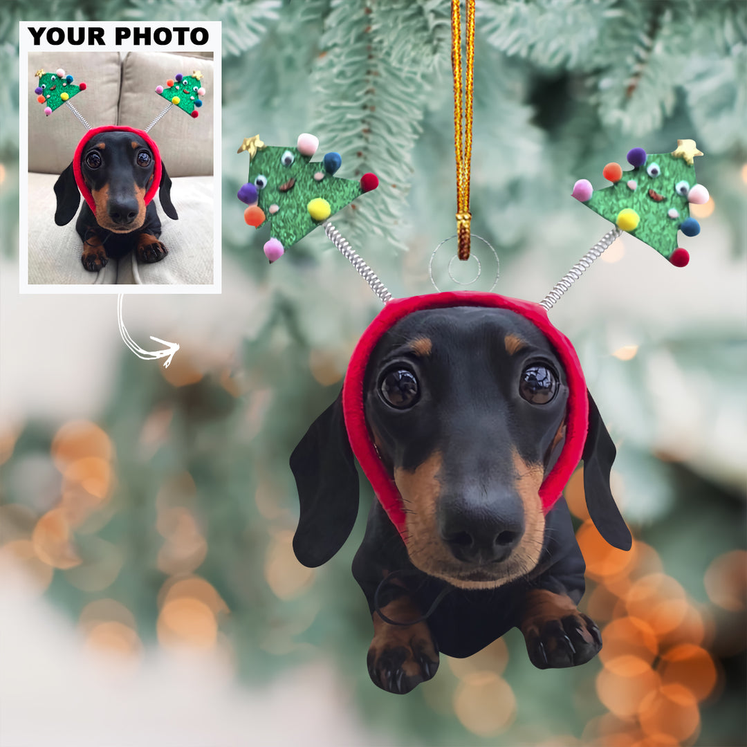 Christmas Cute Dog Customized Dog Photo Ornament - Personalized Custom Photo Mica Ornament - Christmas Gift For Dog Mom, Dog Dad, Cat Mom, Cat Dad