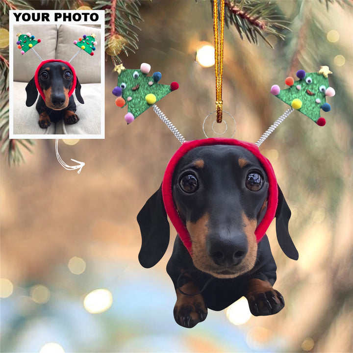 Christmas Cute Dog Customized Dog Photo Ornament - Personalized Custom Photo Mica Ornament - Christmas Gift For Dog Mom, Dog Dad, Cat Mom, Cat Dad