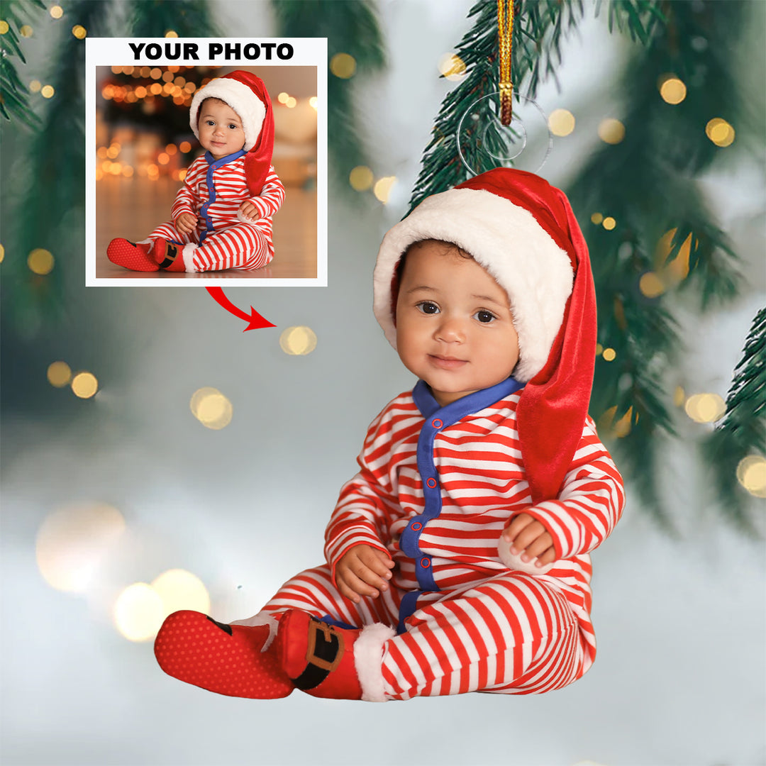 Baby First Christmas 2023 - Personalized Custom Photo Mica Ornament - Christmas Gift For Family Members, Mom, Dad
