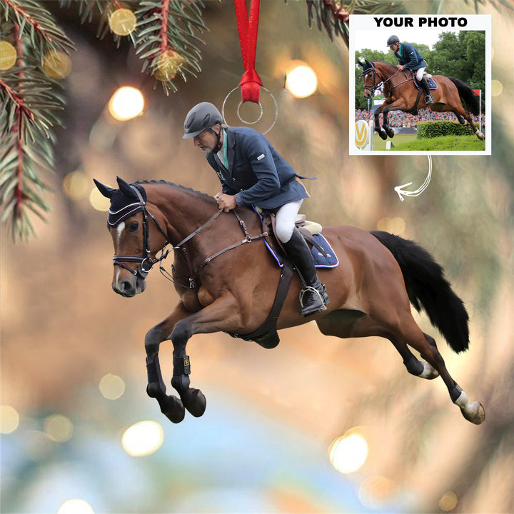 Horse Riding - Personalized Custom Photo Mica Ornament - Christmas Gift For Family Members, Horse Lovers