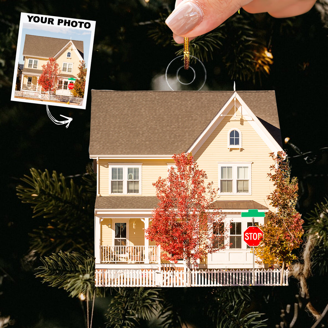Our House - Personalized Custom Photo Mica Ornament - Christmas Gift For Couple, Family Members, Husband, Wife