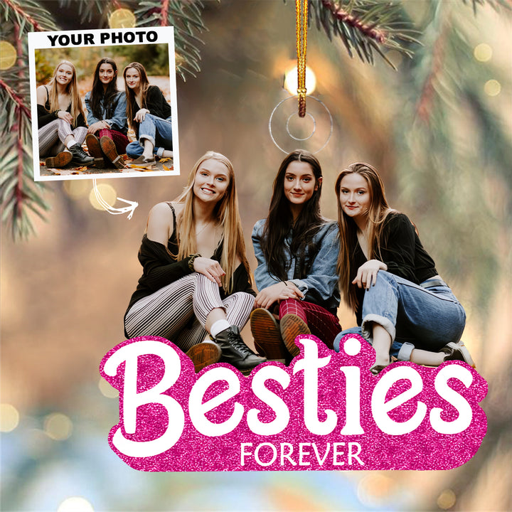 Besties Forever - Custom Photo Mica Ornament - Christmas, Birthday Gift For Friends, Besties UPL0PD026