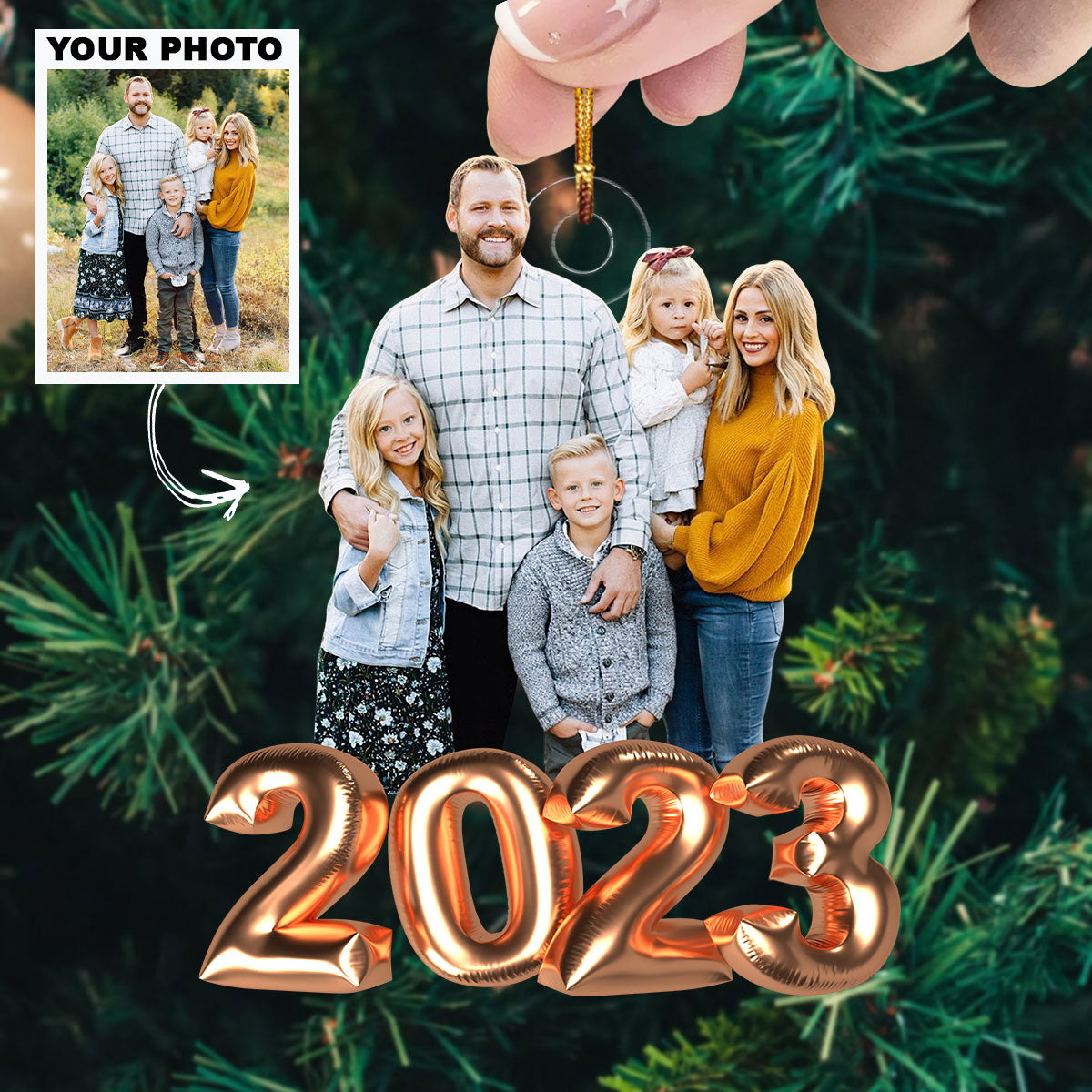2023 Christmas Balloon V1 - Personalized Photo Mica Ornament - Christmas Gift For Family Members UPL0HD049