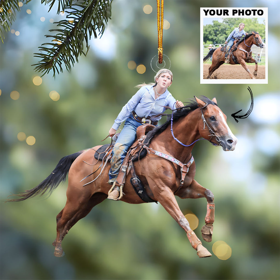 Customized Photo Ornament - Personalized Photo Mica Ornament - Christmas Gift For Horse Lovers, Horse Mom, Horse Riding Lovers