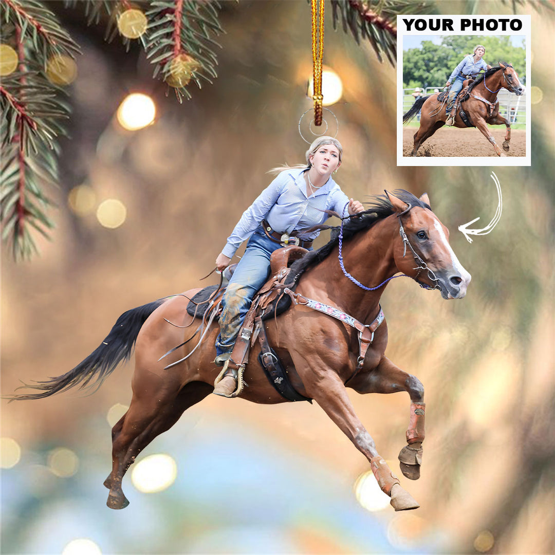 Customized Photo Ornament - Personalized Photo Mica Ornament - Christmas Gift For Horse Lovers, Horse Mom, Horse Riding Lovers