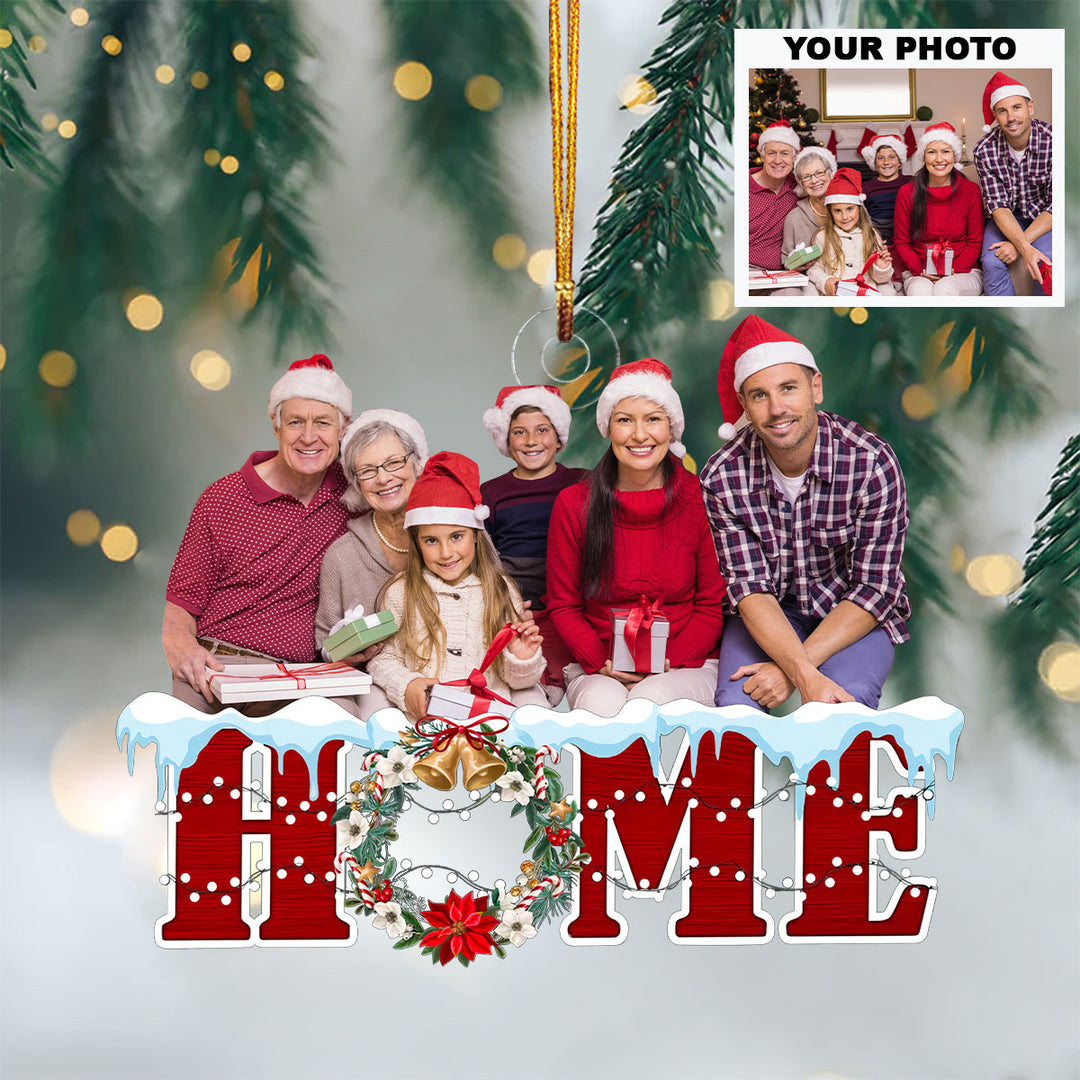 Merry Christmas My Home - Personalized Custom Photo Mica Ornament - Christmas Gift For Family Members, Grandpa, Grandma, Grandparents UPL0DM021