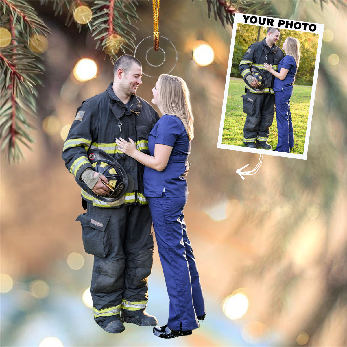 You & Me We Got This - Personalized Custom Photo Mica Ornament - Christmas Gift For Couple, Firefighter, Nurse