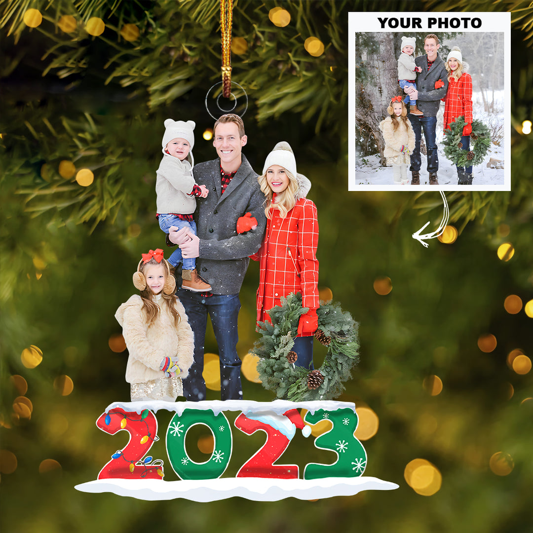 2023 Family Christmas - Personalized Custom Photo Mica Ornament - Christmas Gift For Family, Family Members UPL0HT017