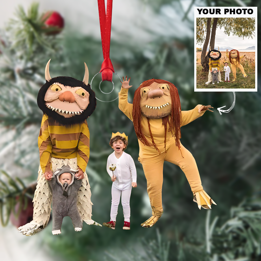 Halloween Family - Personalized Photo Mica Ornament - Customized Your Photo Ornament - Christmas Gift For Family Members
