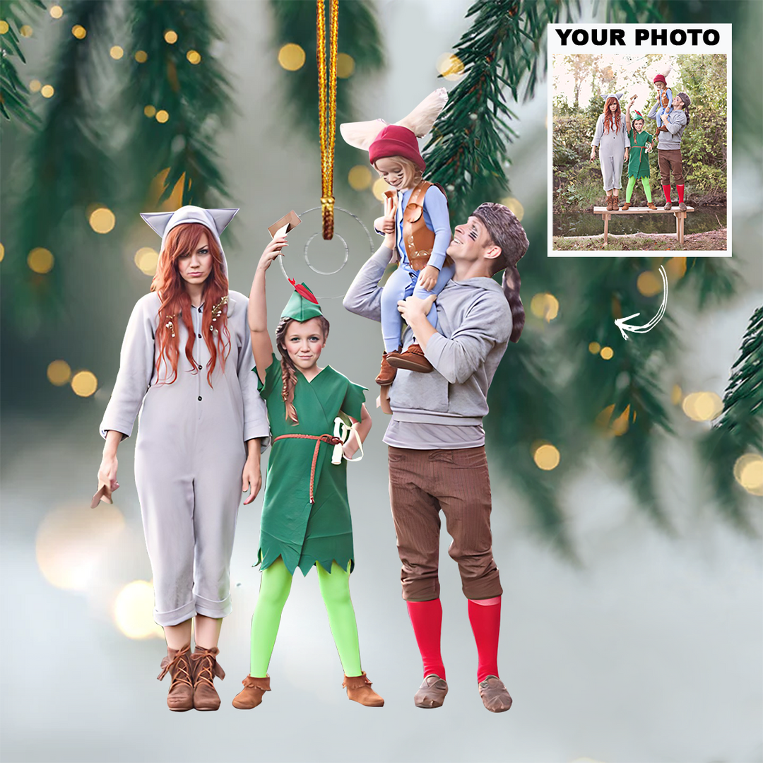 Halloween Family - Personalized Photo Mica Ornament - Customized Your Photo Ornament - Christmas Gift For Family Members