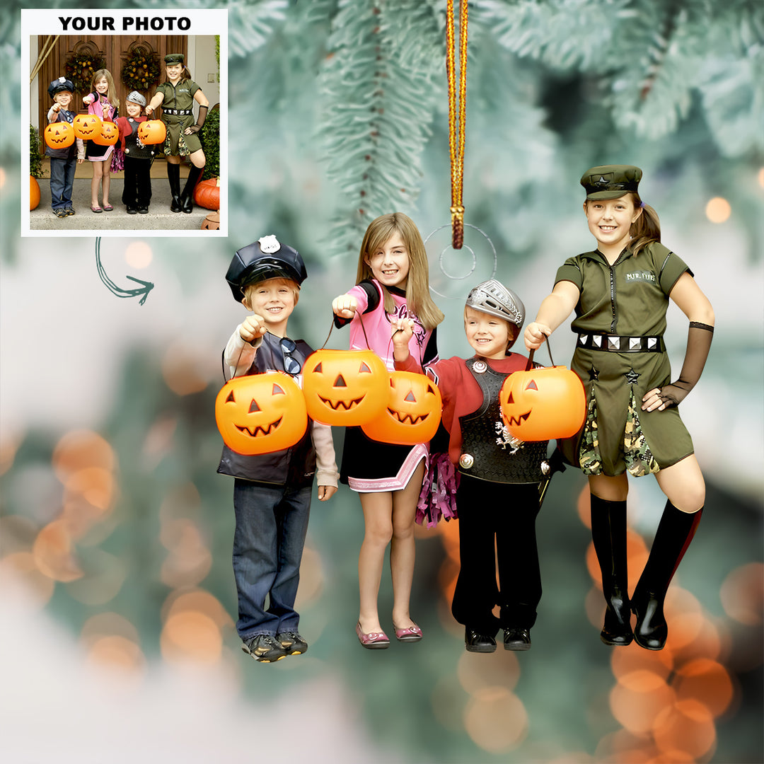 Halloween Grandkids - Personalized Custom Photo Mica Ornament - Christmas Gift For Family Members, Kids