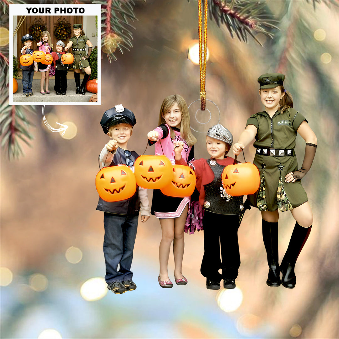Halloween Grandkids - Personalized Custom Photo Mica Ornament - Christmas Gift For Family Members, Kids