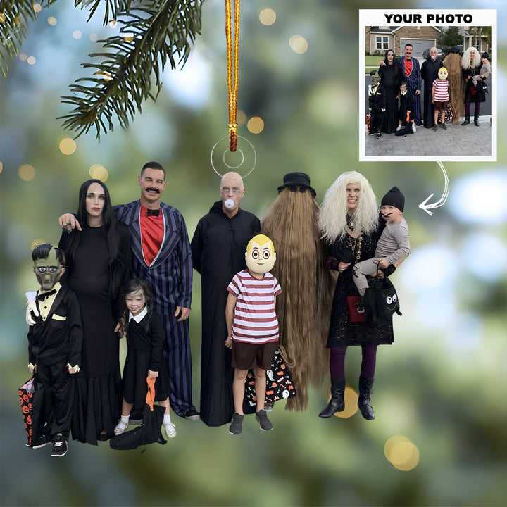 Halloween Family - Personalized Custom Photo Mica Ornament - Christmas Gift For Family Members, Grandma, Grandpa, Mom, Dad