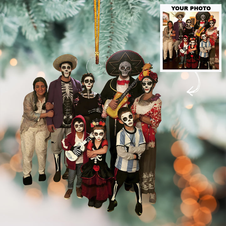 Halloween Family - Personalized Custom Photo Mica Ornament - Christmas Gift For Family Members, Grandma, Grandpa, Mom, Dad