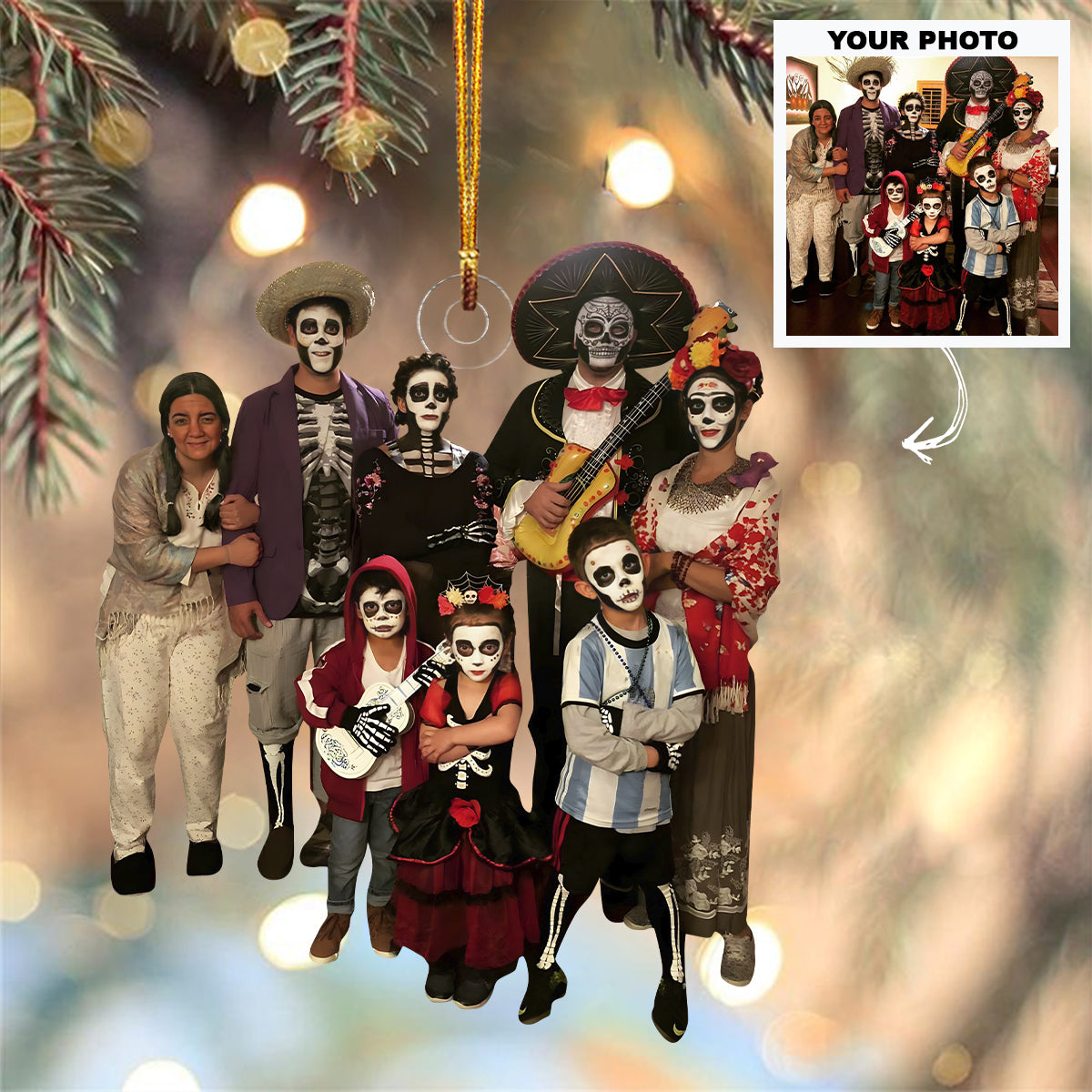 Halloween Family - Personalized Custom Photo Mica Ornament - Christmas Gift For Family Members, Grandma, Grandpa, Mom, Dad