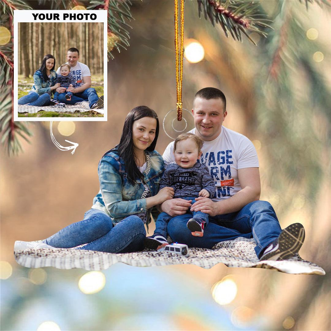 Baby First Christmas Happy Family Ornament - Personalized Custom Photo Mica Ornament - Christmas Gift For Family Members, Wife, Husband