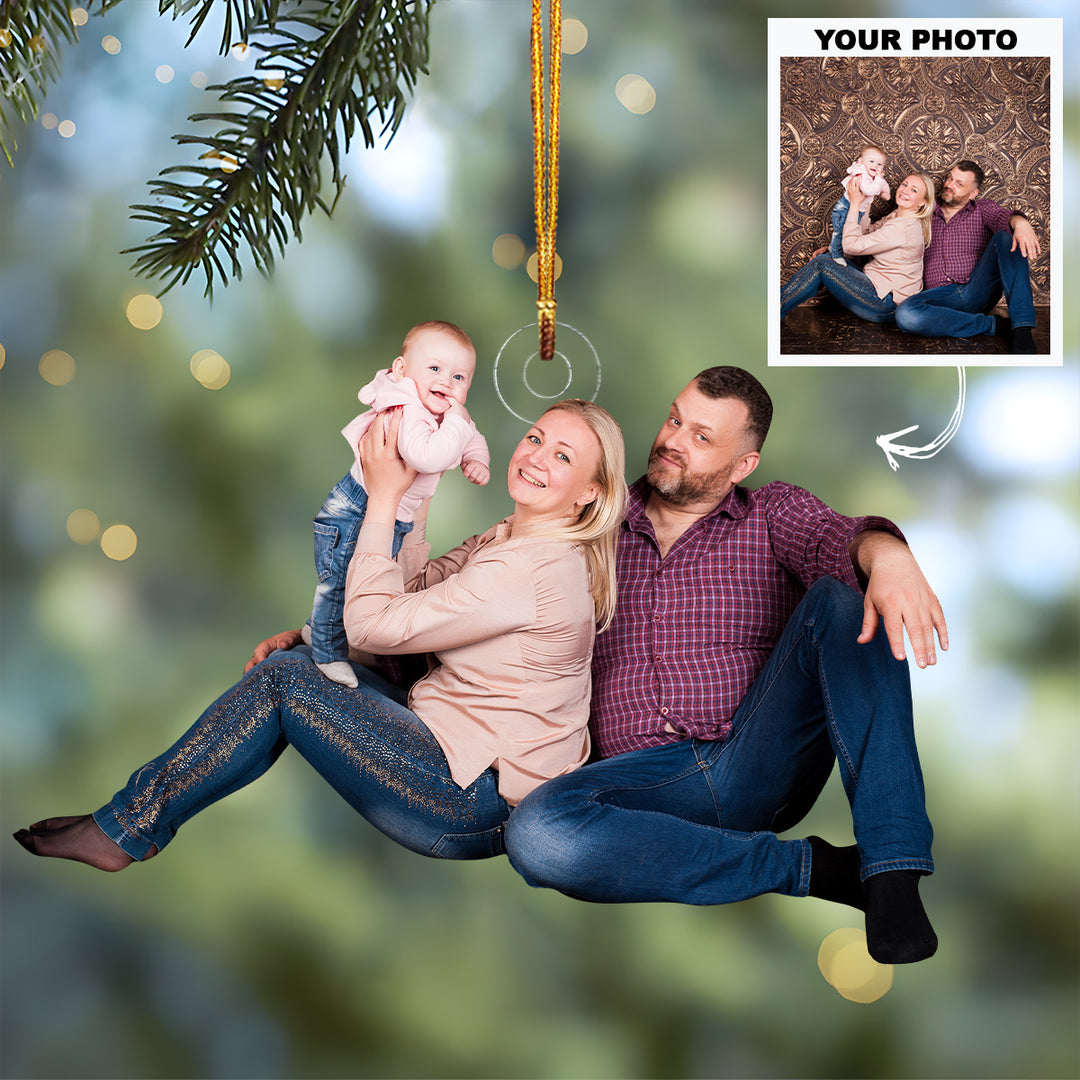 Baby First Christmas Happy Family Ornament - Personalized Custom Photo Mica Ornament - Christmas Gift For Family Members, Wife, Husband