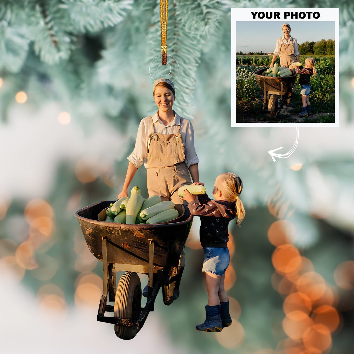 Chores Time With Kids - Personalized Photo Mica Ornament - Customized Your Photo Ornament - Christmas Gift For Mom, Grandma, Family, Family Members