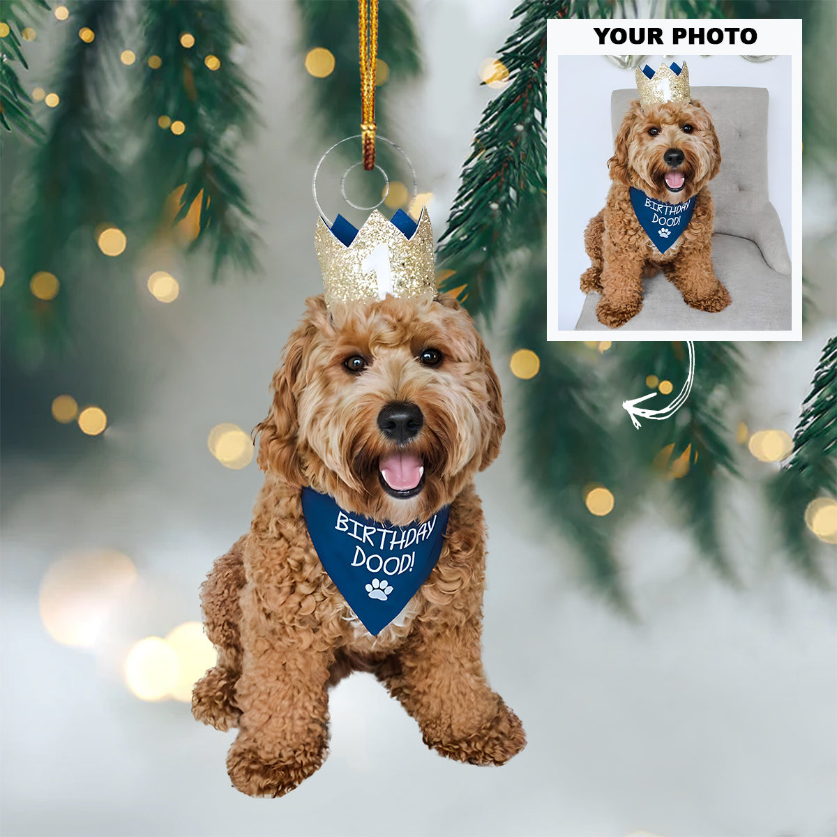 Pet's Birthday - Personalized Custom Photo Mica Ornament - Christmas Gift For Pet Lovers, Animal Lovers, Pet Owner, Friends, Family, Family Members