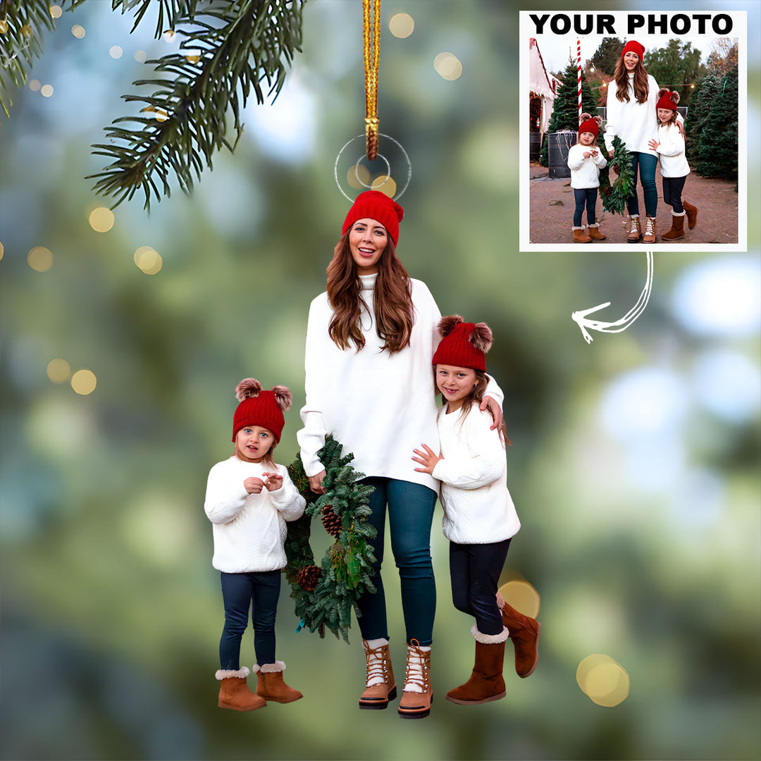 Customized Photo Ornament Happy Family V5- Personalized Photo Mica Ornament - Christmas Gift For Family Members