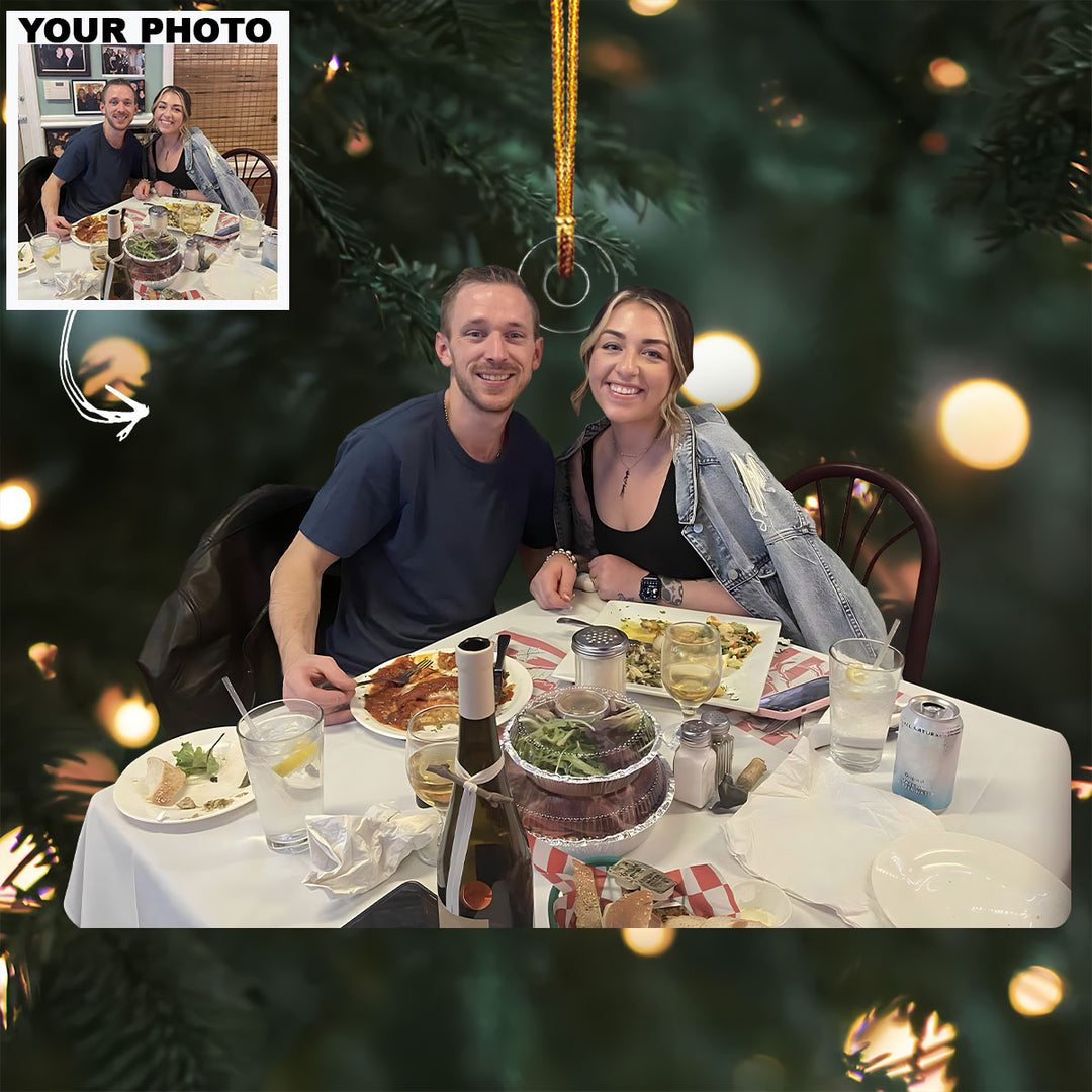 Family Christmas Meal  - Personalized Custom Photo Mica Ornament - Christmas Gift For Family Members
