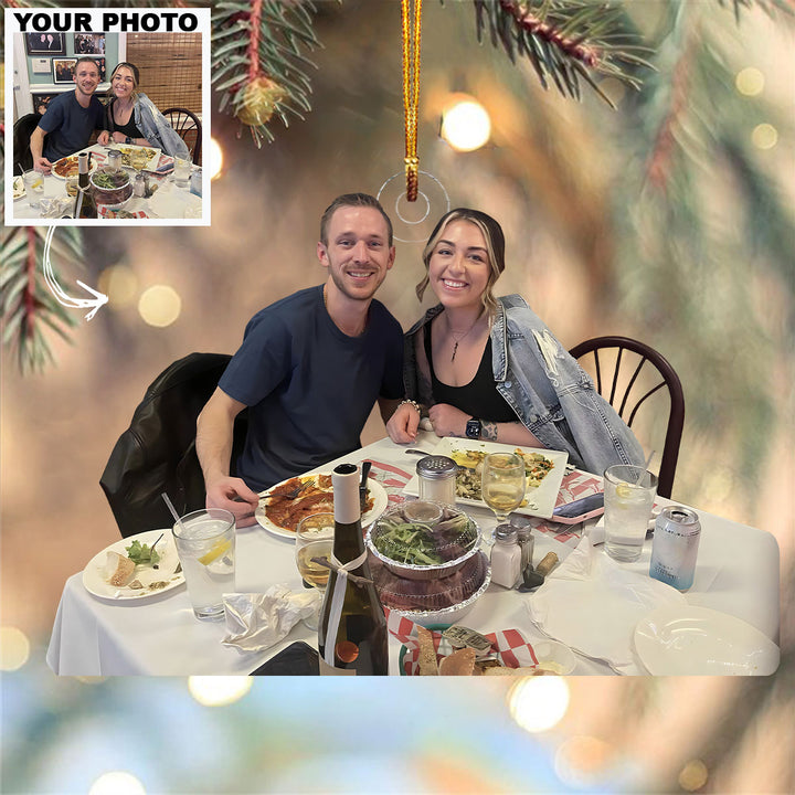 Family Christmas Meal  - Personalized Custom Photo Mica Ornament - Christmas Gift For Family Members