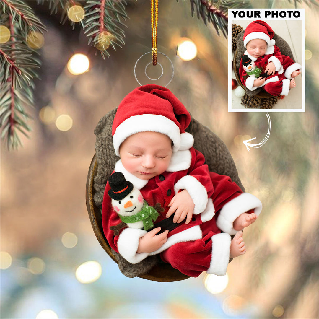 Newborn Baby - Personalized Custom Photo Mica Ornament - Christmas Gift For Family, Family Members