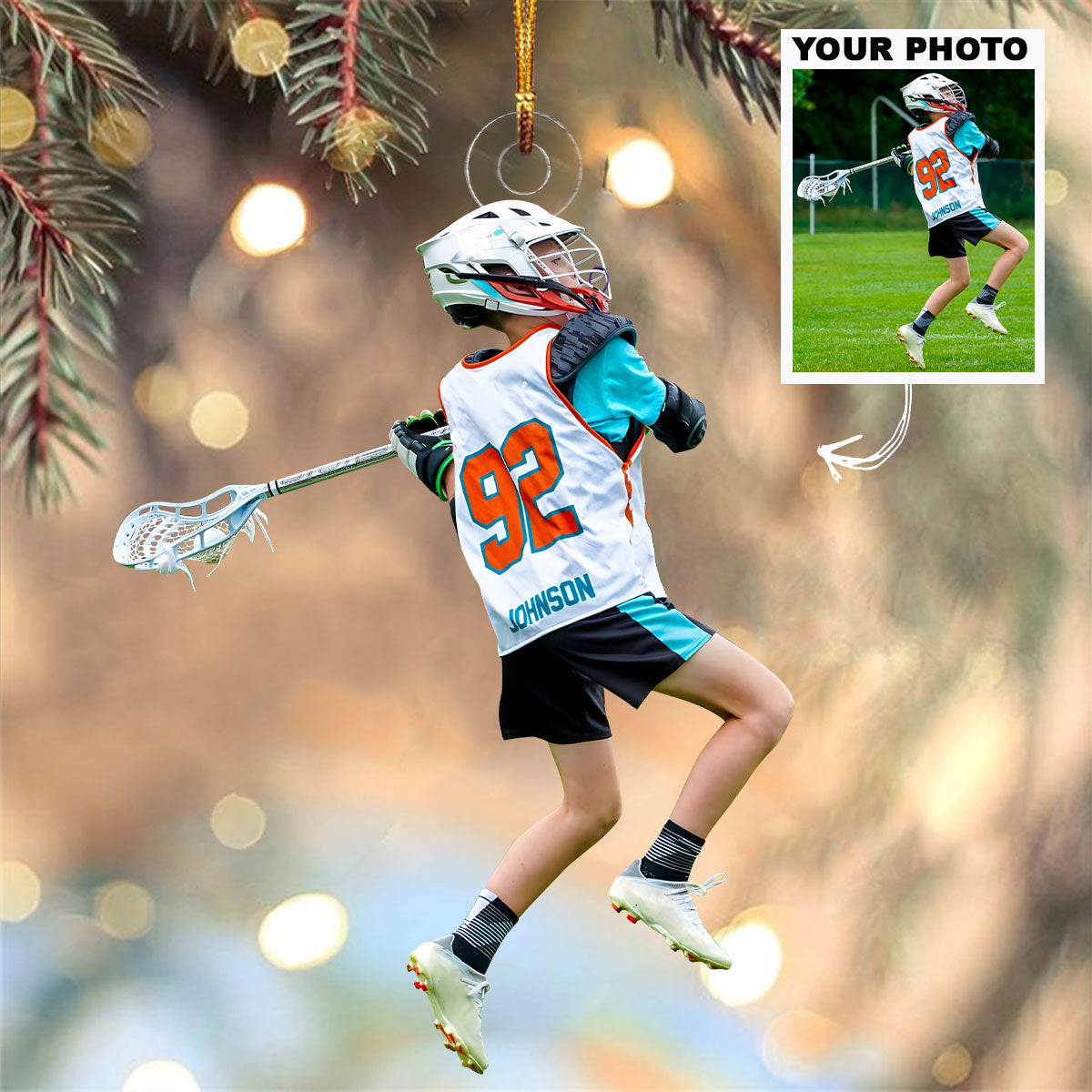 Kid Lacrosse Ornament - Personalized Custom Photo Mica Ornament - Christmas Gift For Kids, Sport Lovers, Family Members