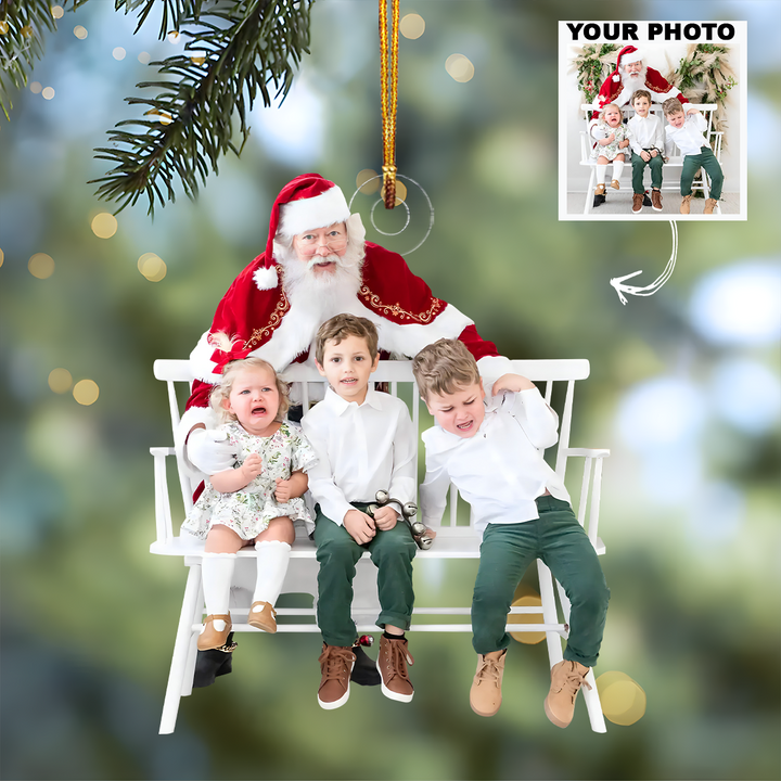 Scared Of Santa - Personalized Photo Mica Ornament - Customized Your Photo Ornament - Christmas Gift For Family, Family Members