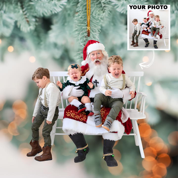 Scared Of Santa - Personalized Photo Mica Ornament - Customized Your Photo Ornament - Christmas Gift For Family, Family Members