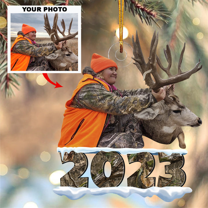 Hunting Christmas Ornament - Personalized Photo Mica Ornament - Christmas Gift For Hunter, Hunting Lovers UPL0PD035