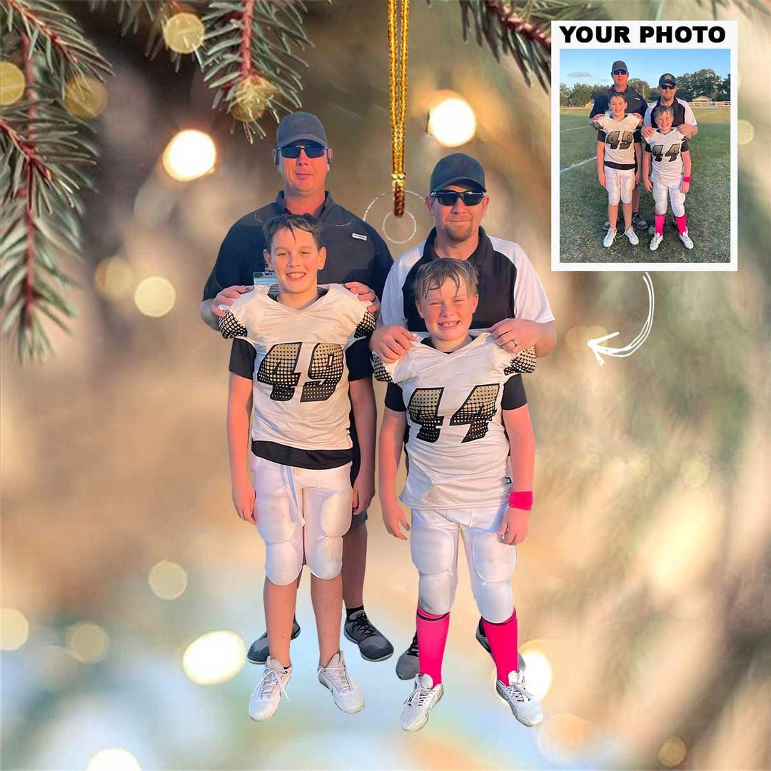 American Football Family - Personalized Custom Photo Mica Ornament - Christmas Gift For Sport Lovers, Family Members