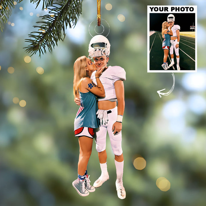 Customized Photo Ornament Couple, Family Christmas - Personalized Photo Mica Ornament - Christmas Gift For Sport Lovers