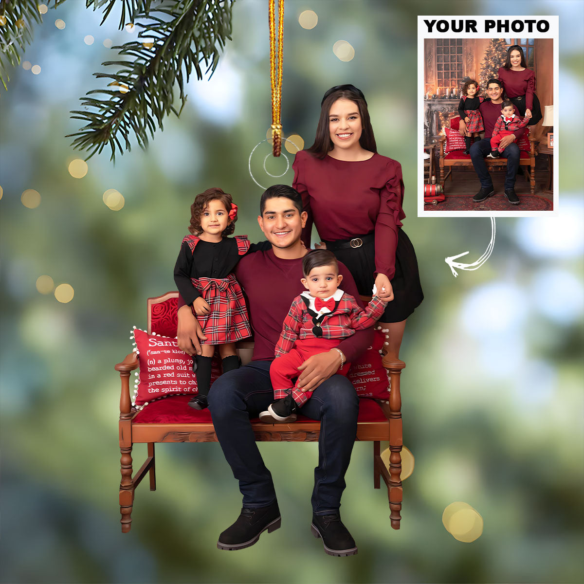 Customized Photo Ornament Family Special Moments V9 - Personalized Photo Mica Ornament - Christmas Gift For Family Members
