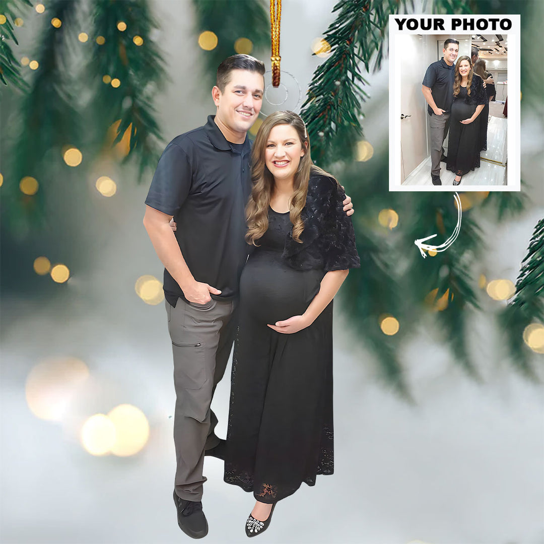 Pregnancy Celebration - Personalized Custom Photo Mica Ornament - Christmas Gift For Wife, Friend, Couple, Family Members