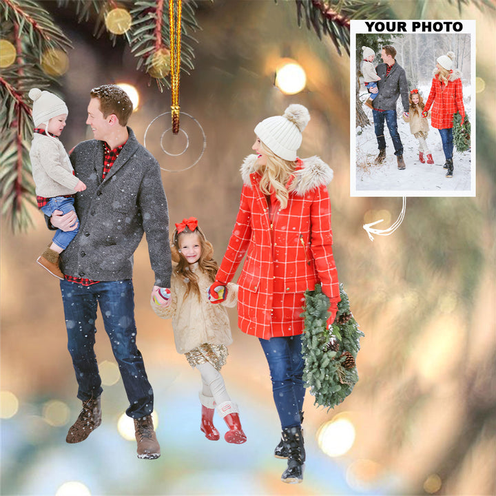 Customized Photo Ornament Couple, Family Members Christmas - Personalized Photo Mica Ornament